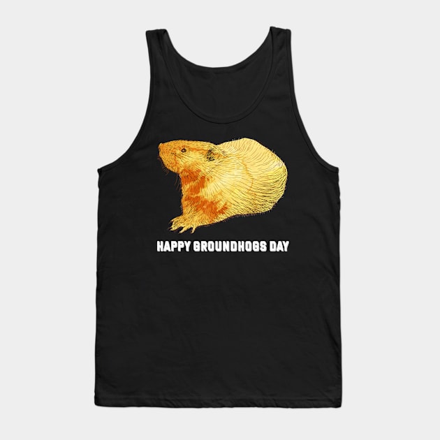 Happy groundhog day colorful sketch holiday shirt Tank Top by hammerhead555000